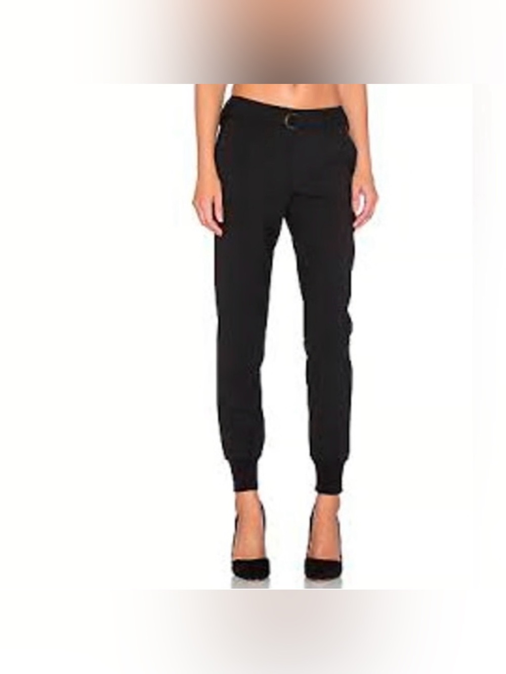 Vince Black Stretch Wool Dress Pant Belted Joggers, size 12